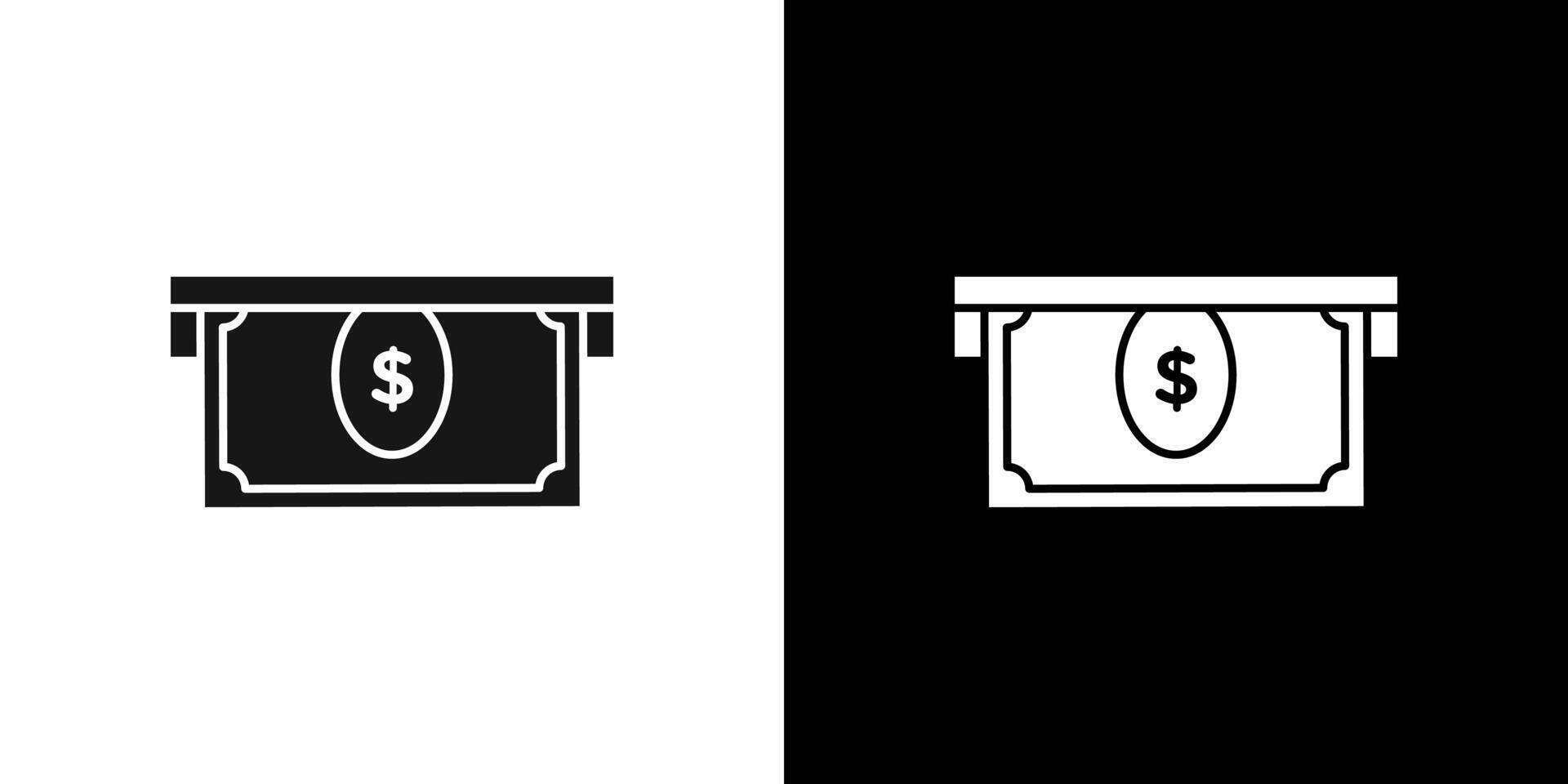 Withdraw Money in ATM icon Black line art logo set vector