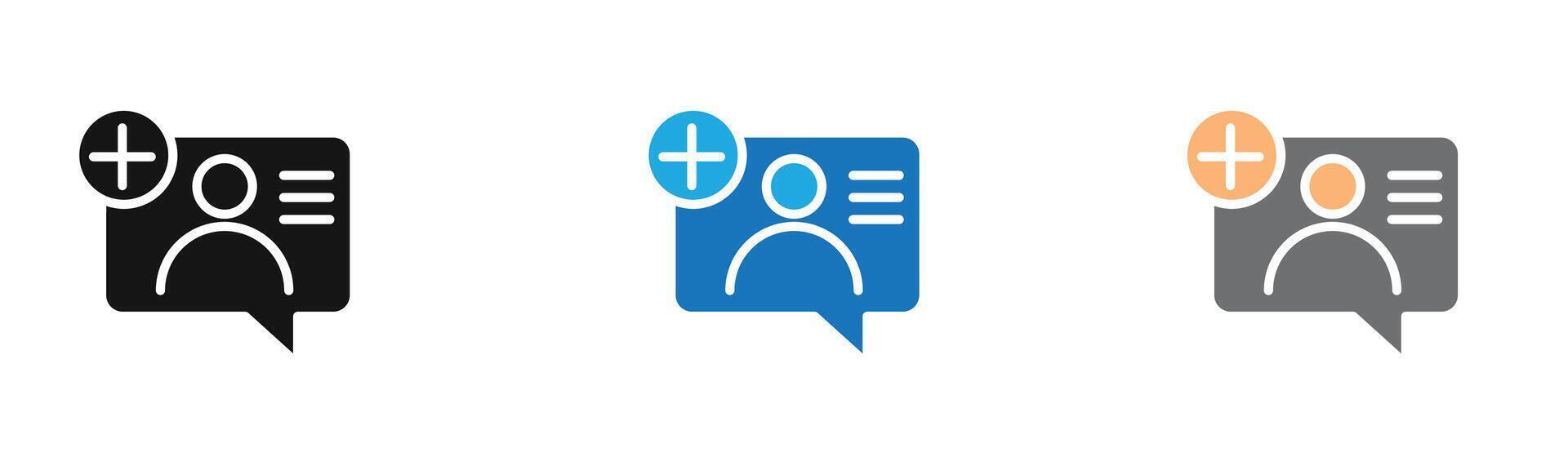 Add chat icon outline collection or set in black and white vector