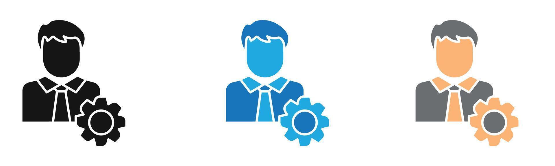 Administrator icon outline collection or set in black and white vector