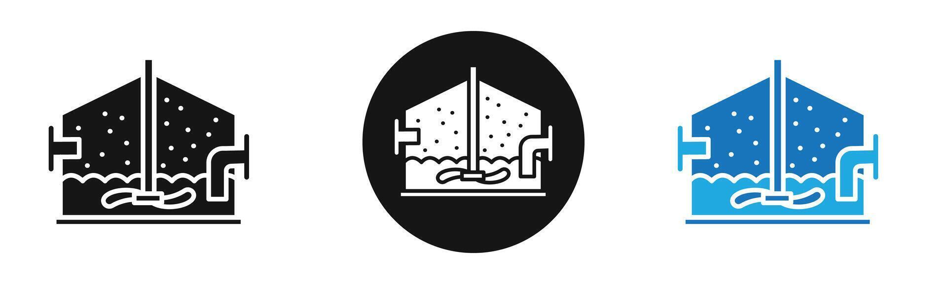 anaerobic digestion biomass icon outline collection or set in black and white vector