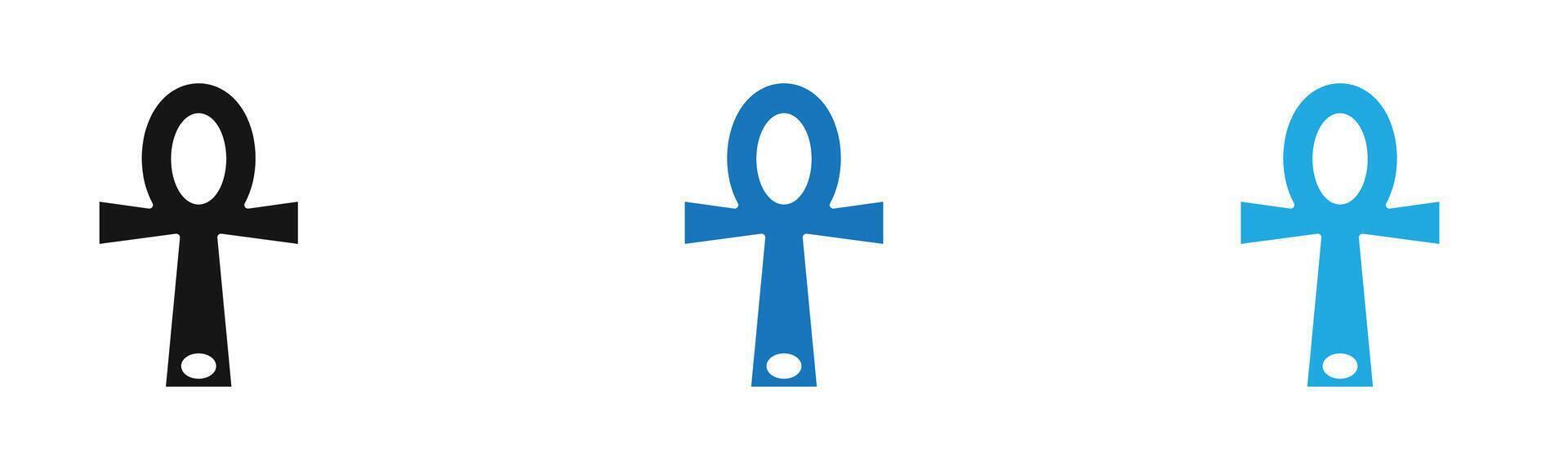 Ankh icon outline collection or set in black and white vector