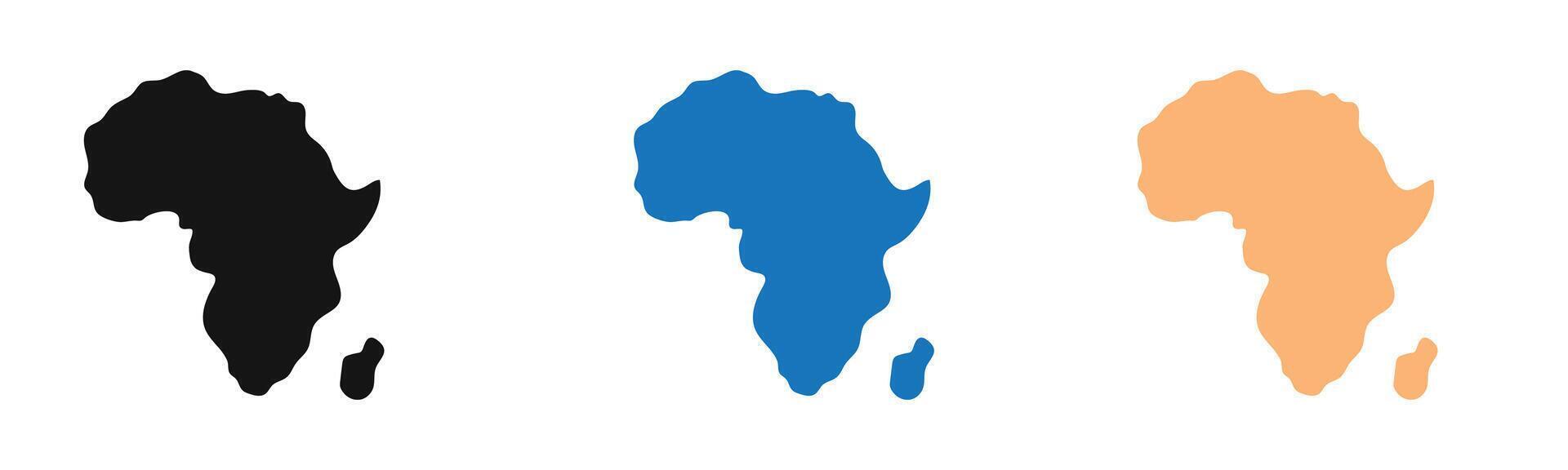africa map icon outline collection or set in black and white vector