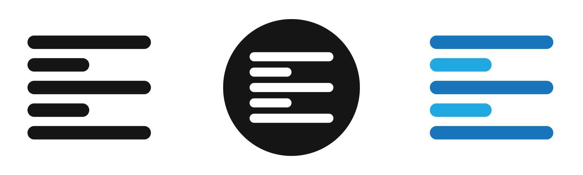 Alignment icon outline collection or set in black and white vector