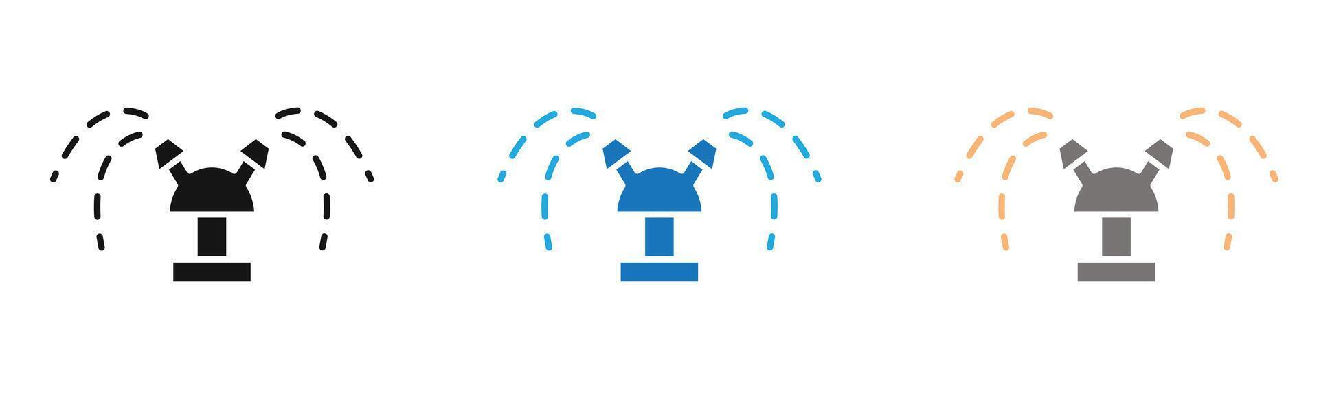 Automatic irrigation sprinklers icon outline collection or set in black and white vector