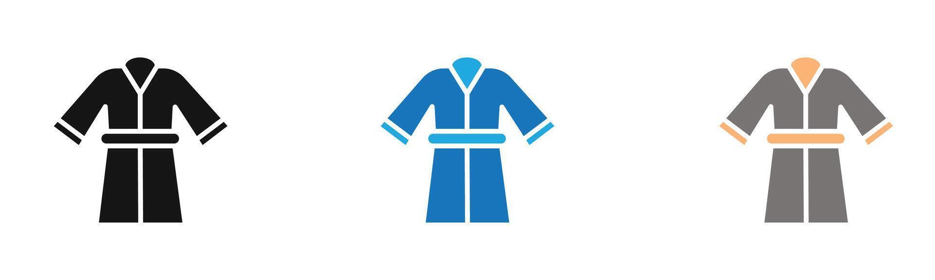 bathrobe icon outline collection or set in black and white vector