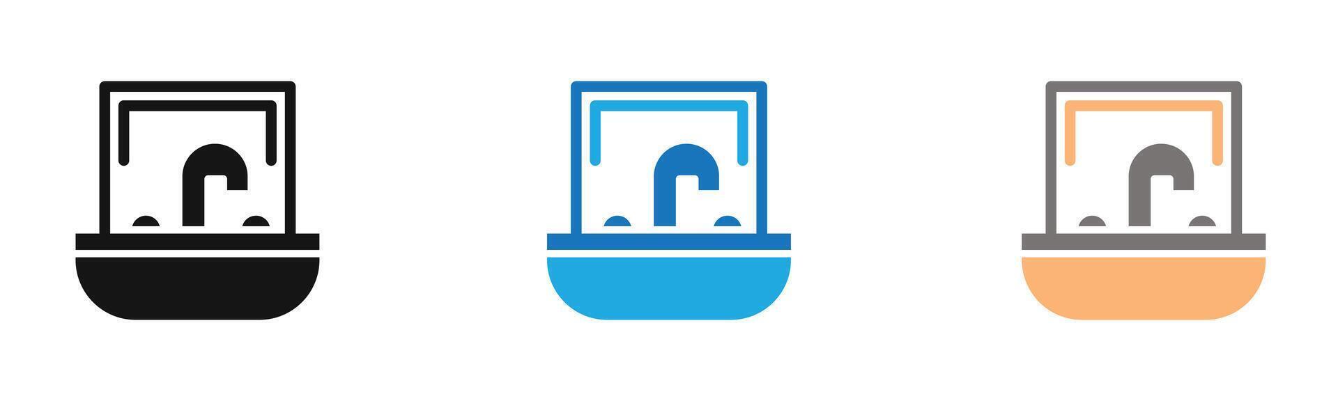 Bathroom sink icon outline collection or set in black and white vector