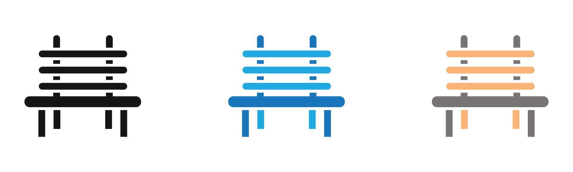 Bench icon outline collection or set in black and white vector