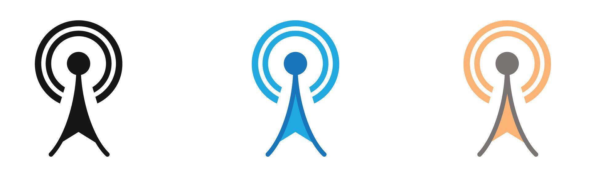Broadcast Icon outline collection or set in black and white vector