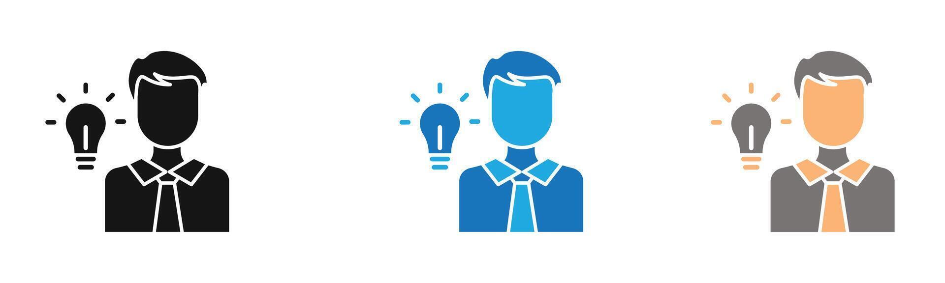 Business idea icon outline collection or set in black and white vector