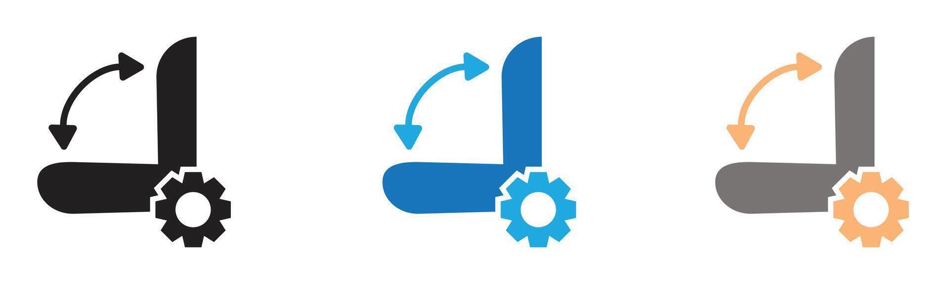 Car seat adjustment icon outline collection or set in black and white vector