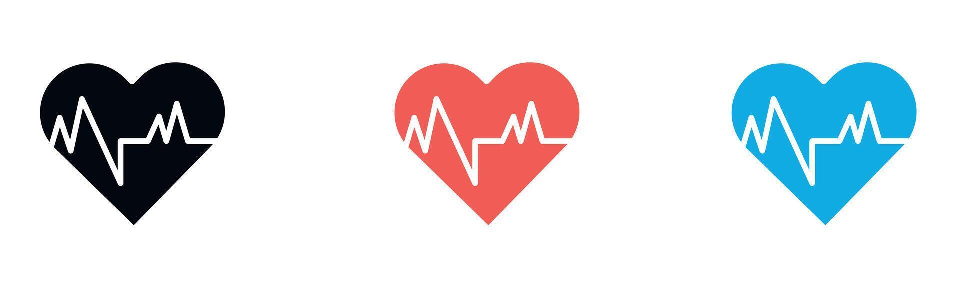 cardiogram icon outline collection or set in black and white vector