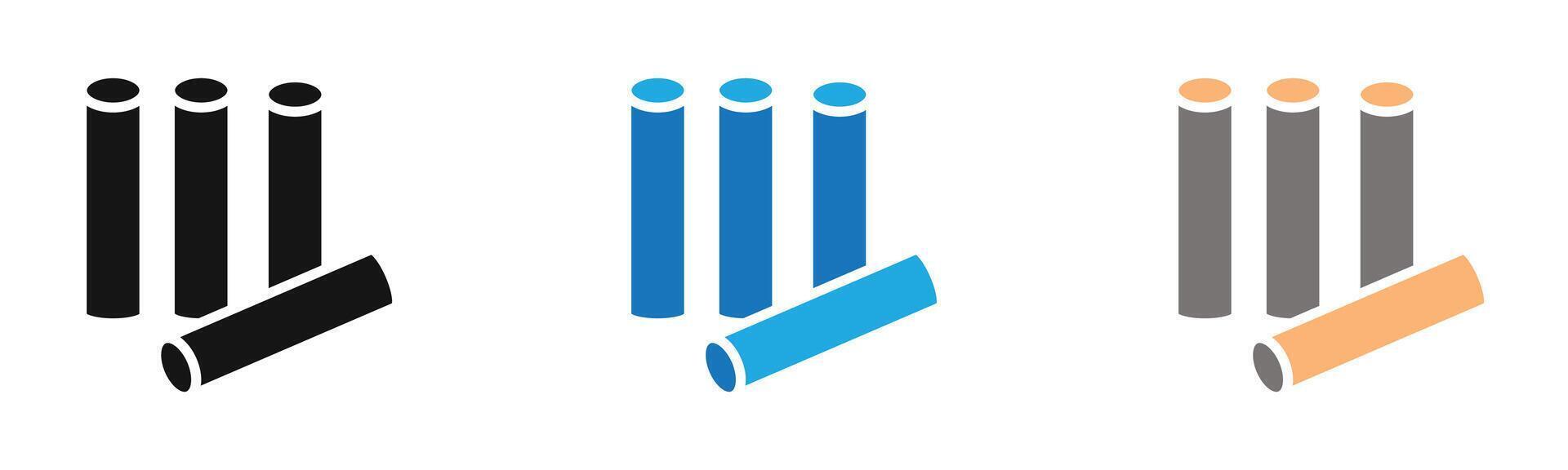 Chalk icon outline collection or set in black and white vector