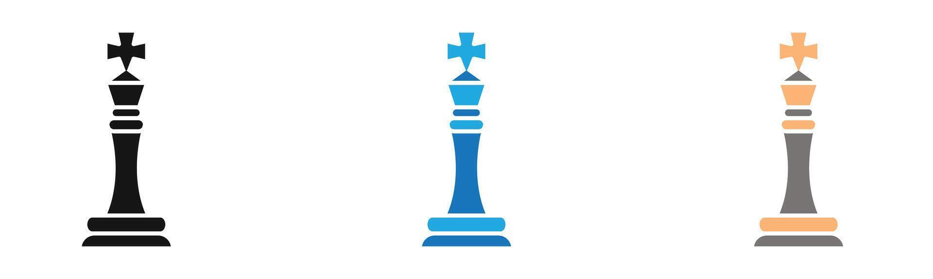 Chess king icon outline collection or set in black and white vector