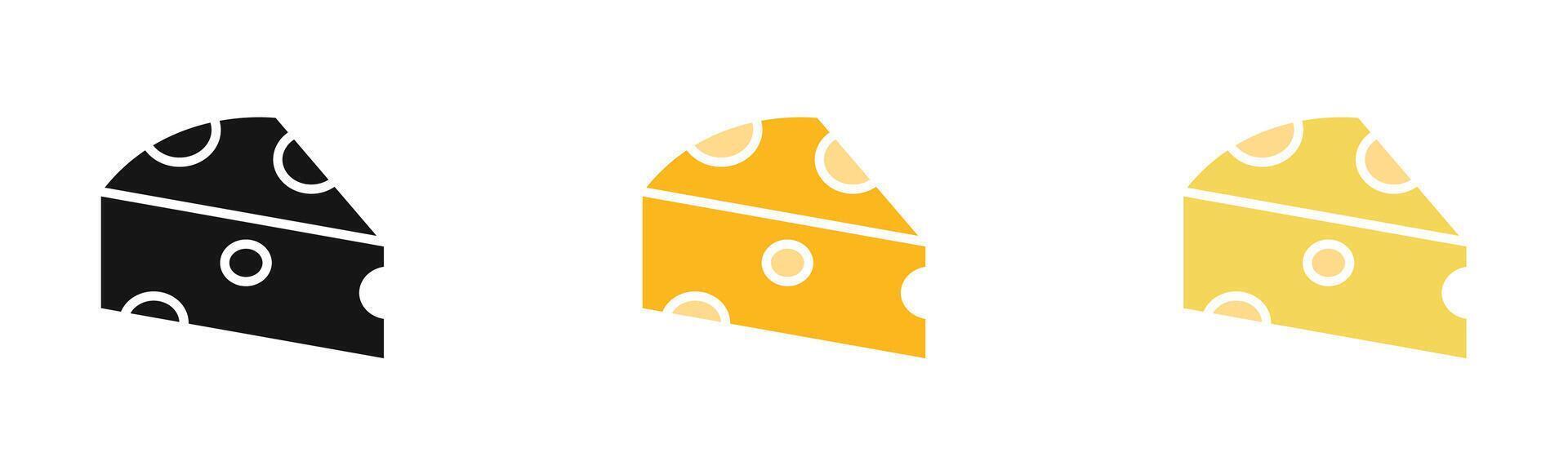 cheese icon outline collection or set in black and white vector
