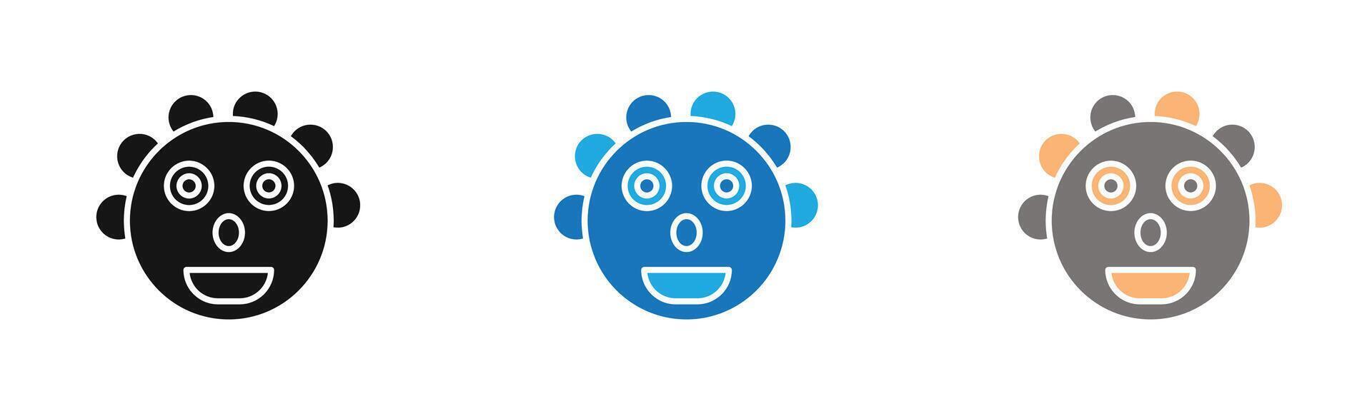 Clown head icon outline collection or set in black and white vector