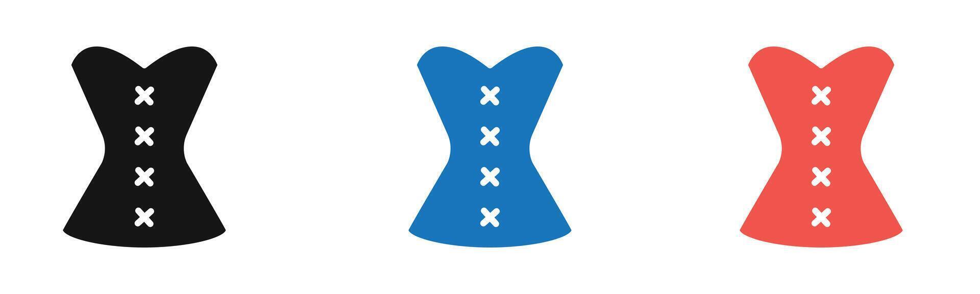 Corset icon outline collection or set in black and white vector