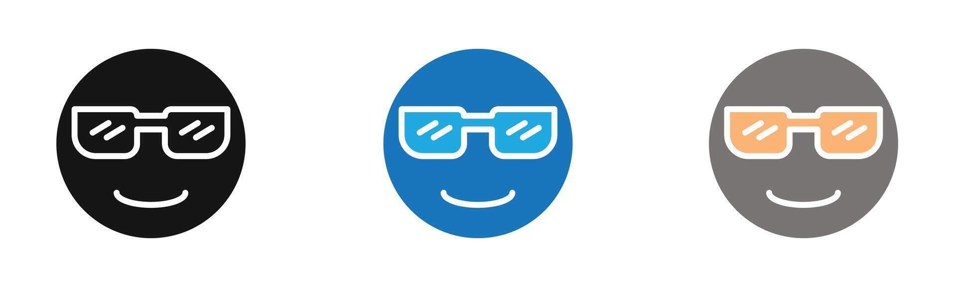 Cool Emoji Icon outline collection or set in black and white vector