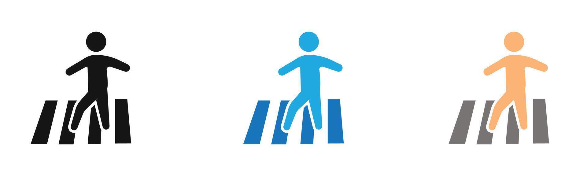 Crosswalk icon outline collection or set in black and white vector