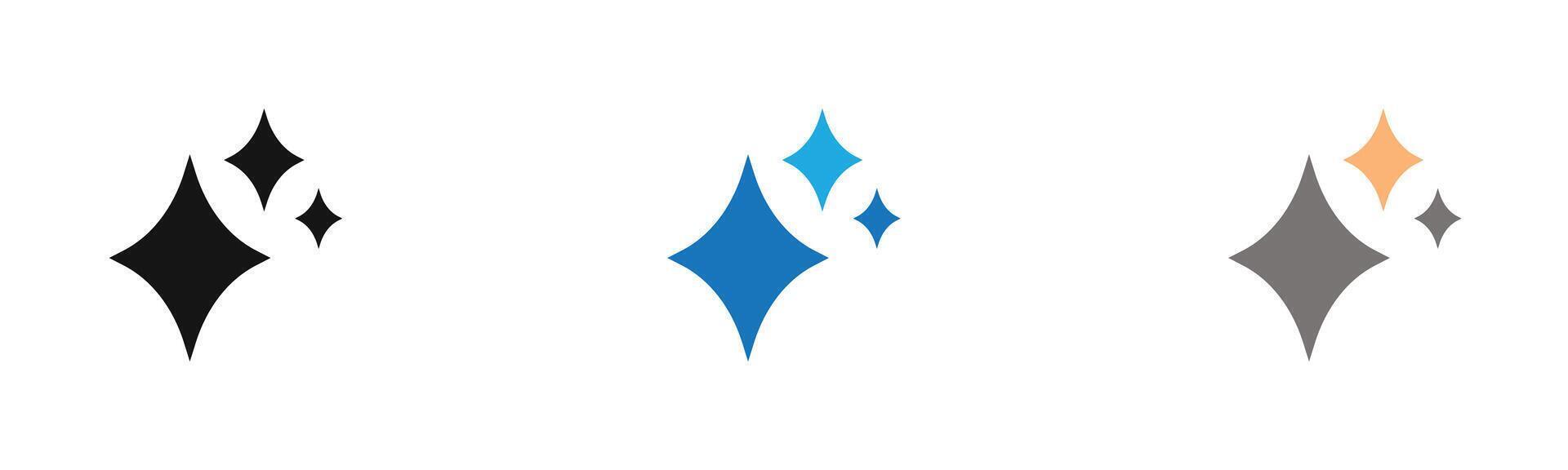 Diamond star icon outline collection or set in black and white vector