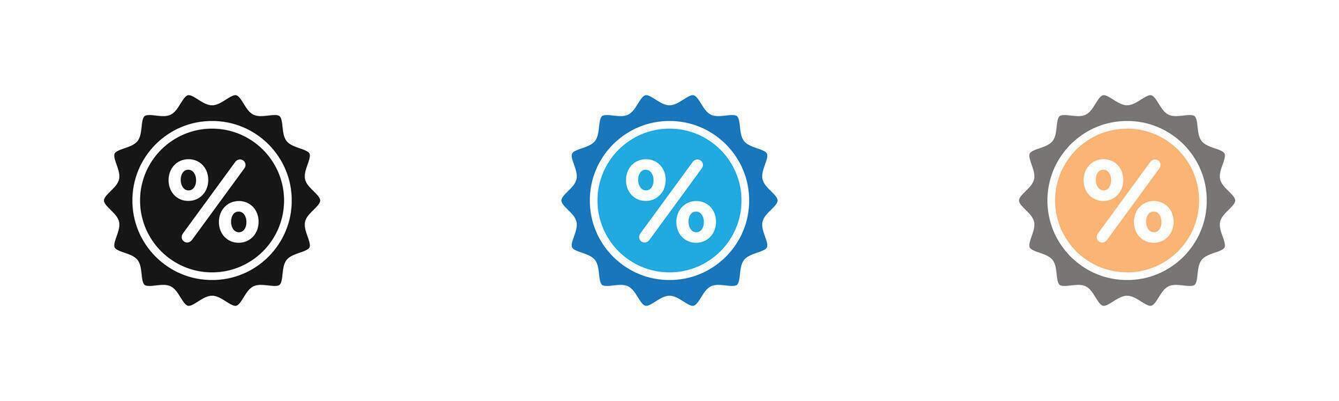 Discount on Sale icon outline collection or set in black and white vector