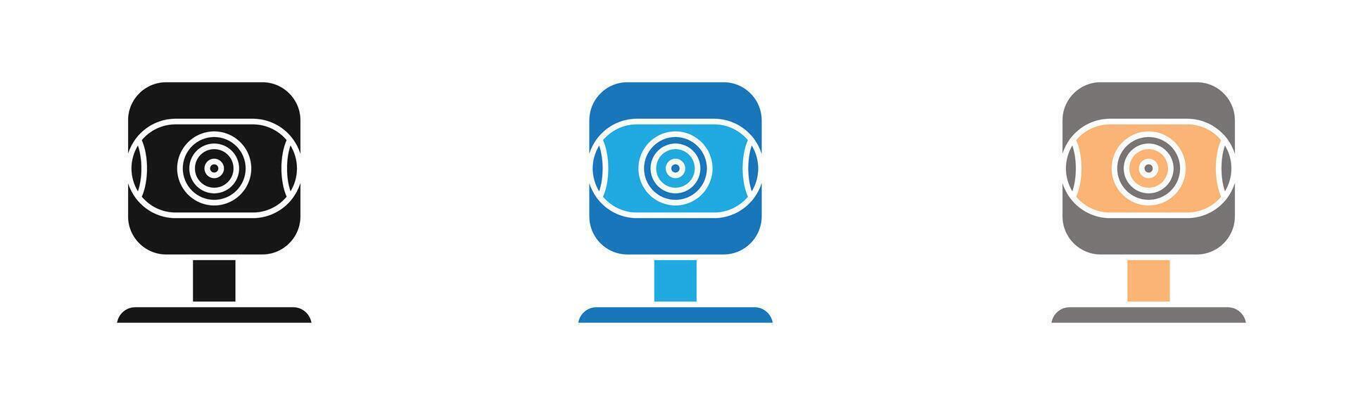 Digital Webcam icon outline collection or set in black and white vector