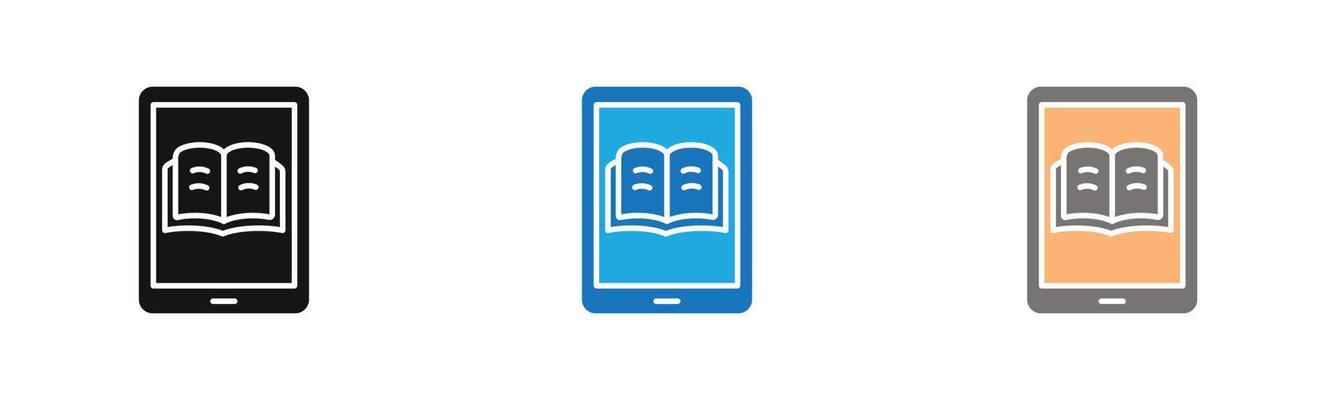 E book download icon outline collection or set in black and white vector