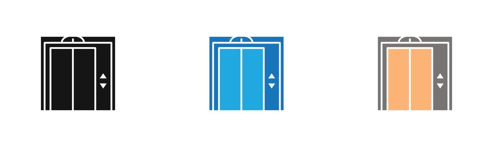 Elevator lift icon outline collection or set in black and white vector