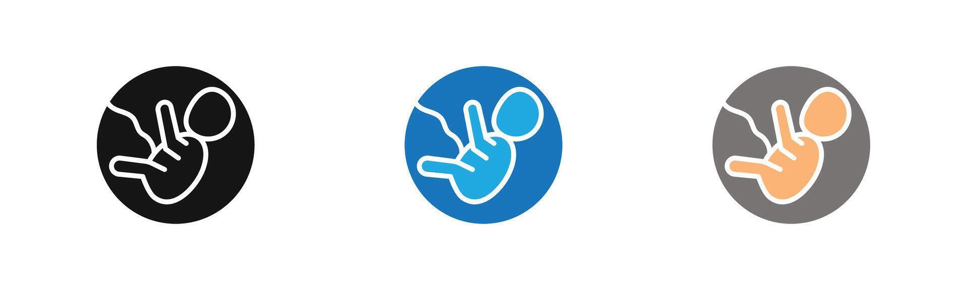 Embryo Child icon outline collection or set in black and white vector