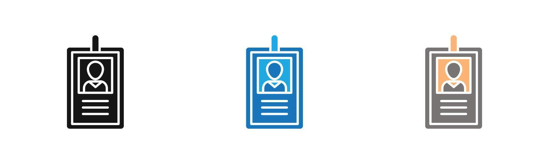 Employee id card icon outline collection or set in black and white vector