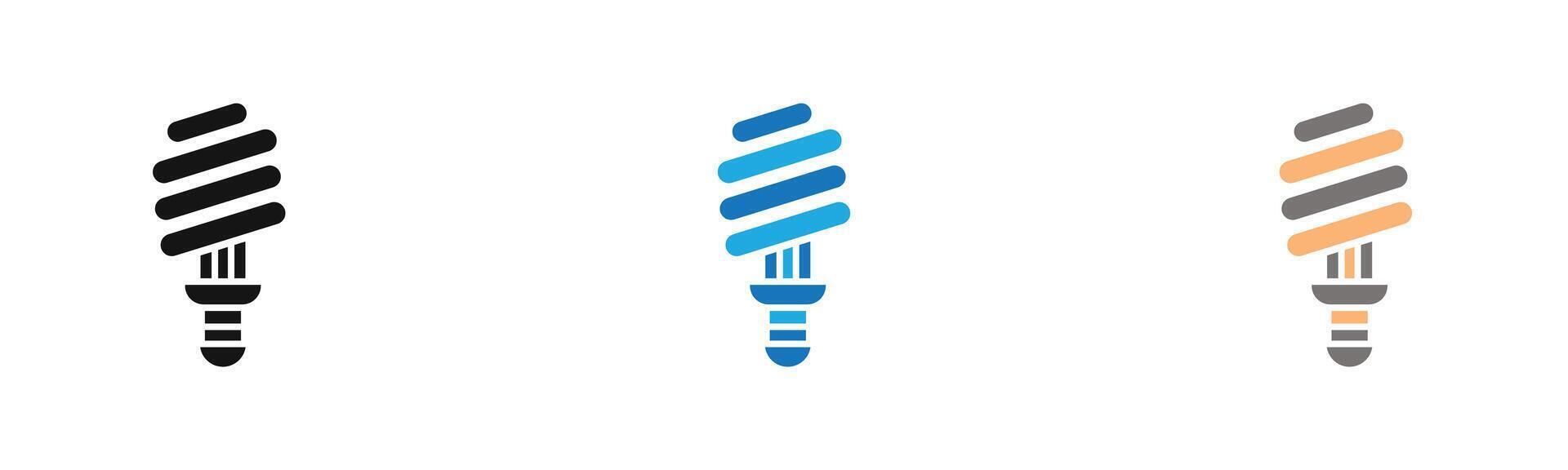 energy efficiency light bulb icon outline collection or set in black and white vector