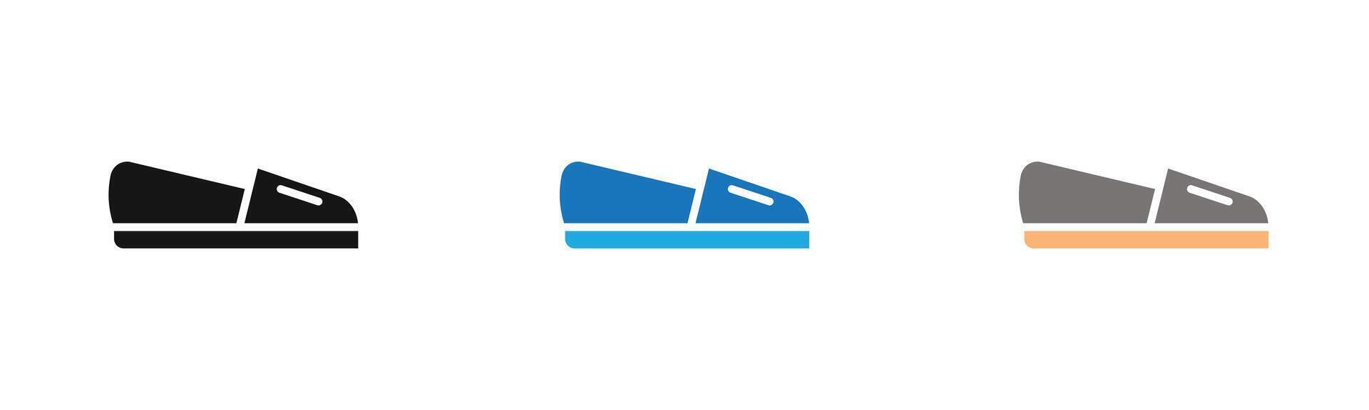 Espadrille icon outline collection or set in black and white vector