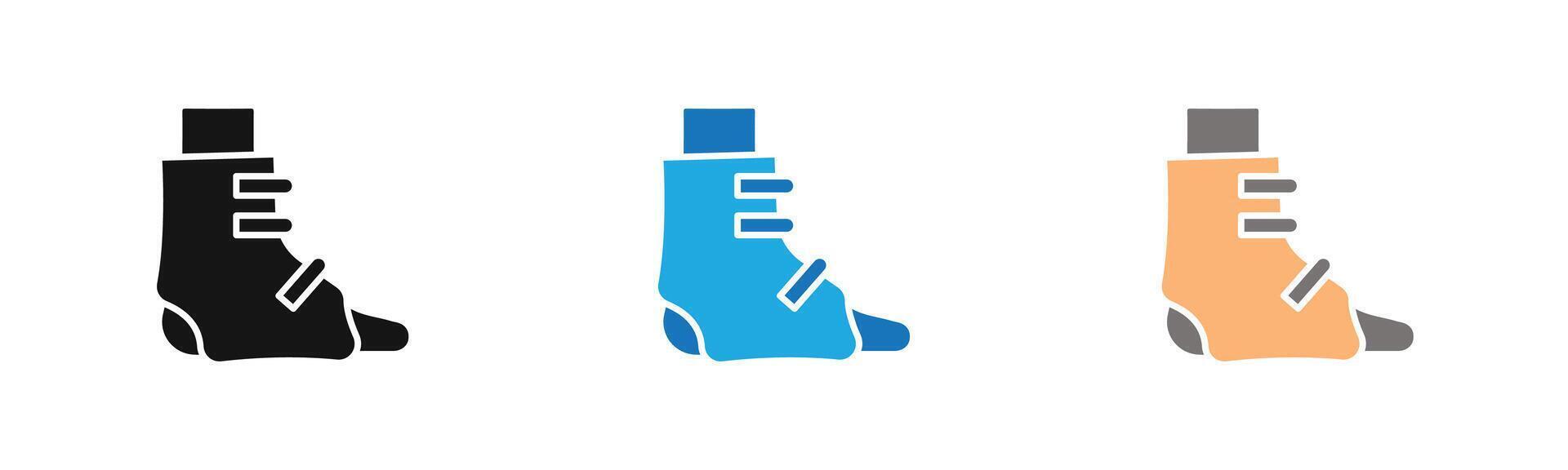Foot splint icon outline collection or set in black and white vector
