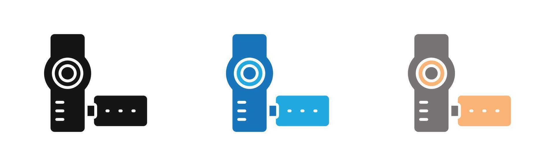 Handy Cam Icon outline collection or set in black and white vector