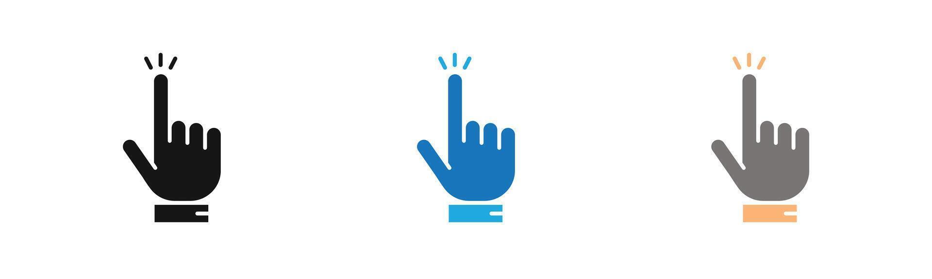 Hand clicking icon outline collection or set in black and white vector
