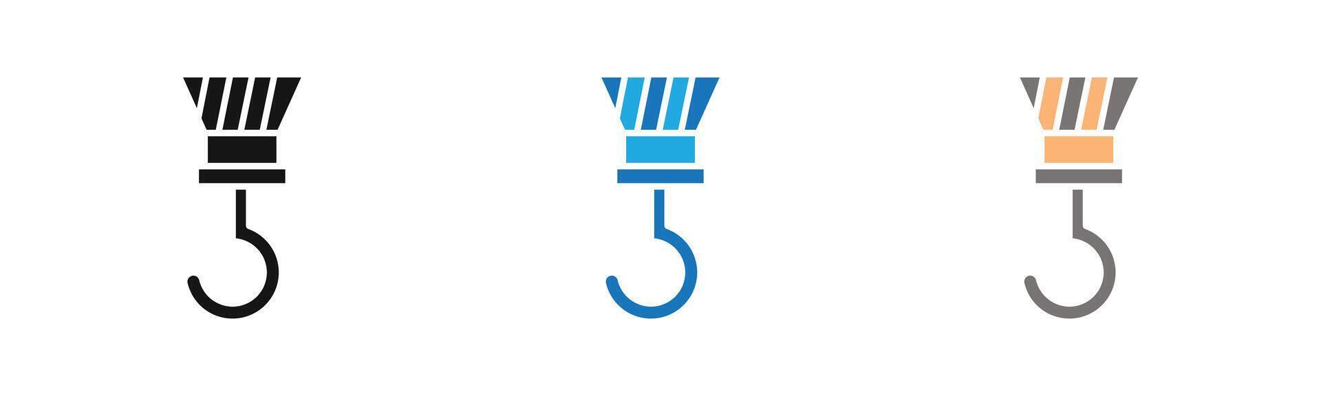 Hook icon outline collection or set in black and white vector