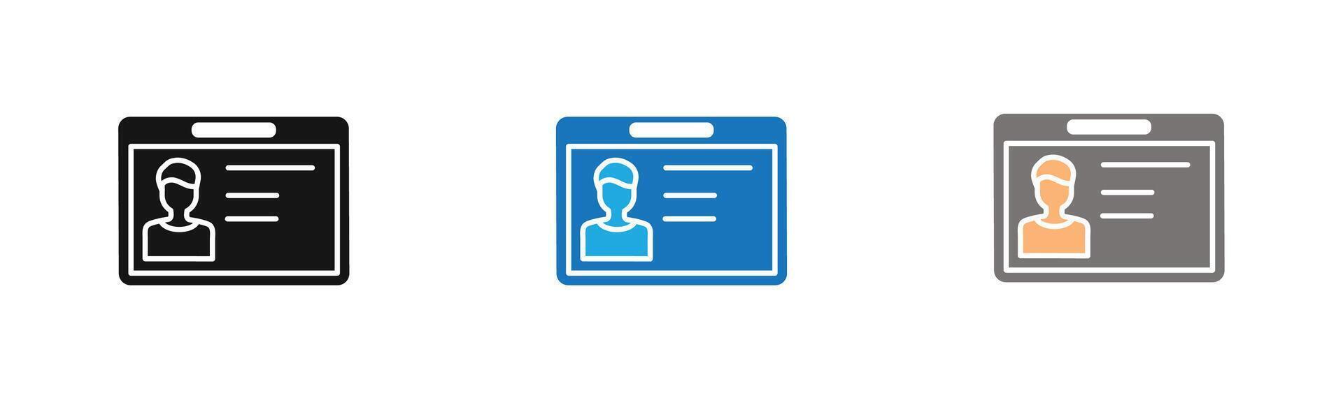 identity card icon outline collection or set in black and white vector