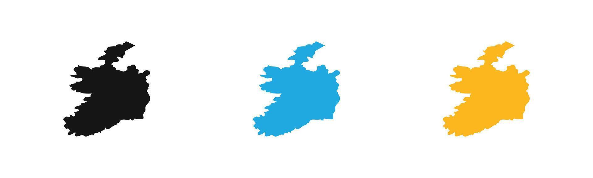 Ireland map icon outline collection or set in black and white vector