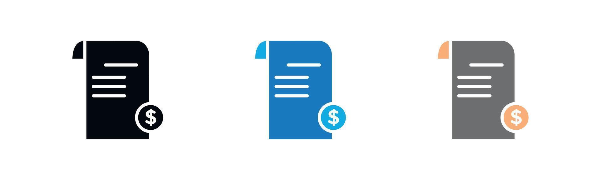 Invoice icon outline collection or set in black and white vector