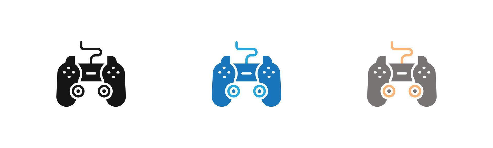 Joystick icon outline collection or set in black and white vector