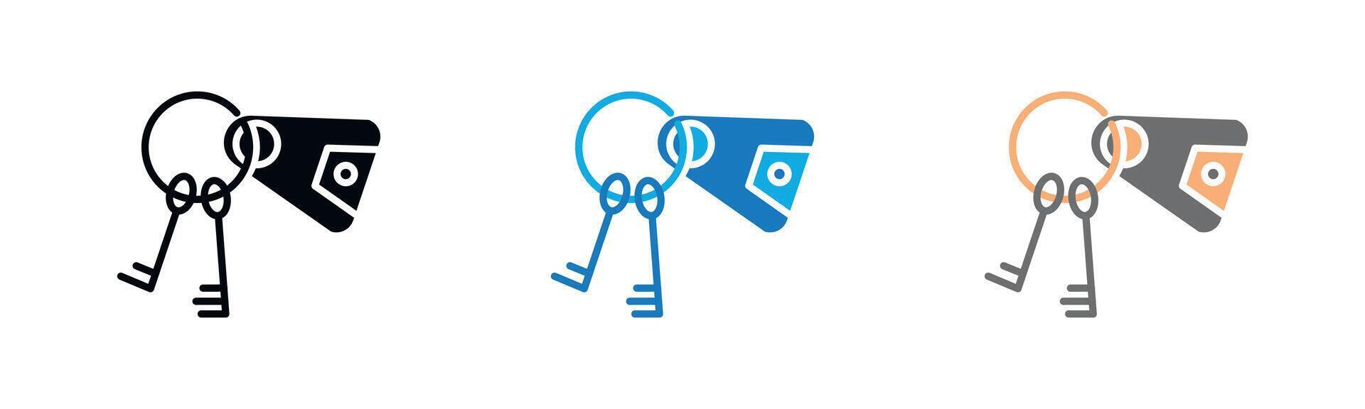 Key Chain Icon outline collection or set in black and white vector