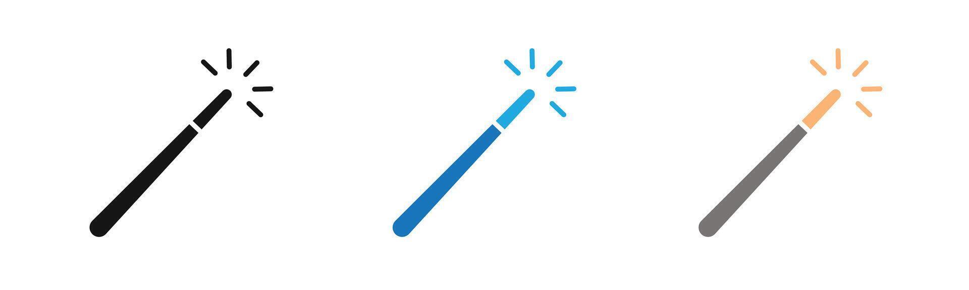 magic wand icon outline collection or set in black and white vector