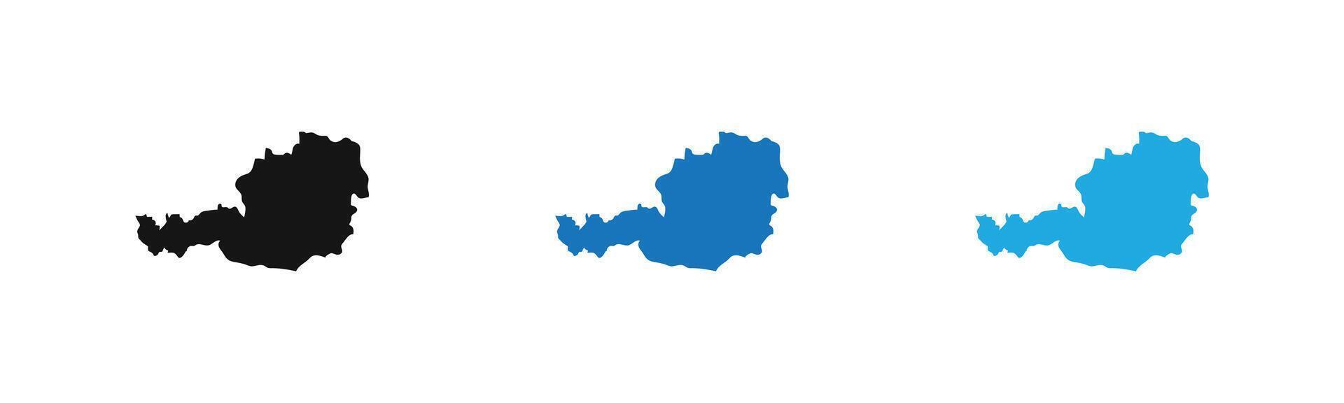 map of Austria icon outline collection or set in black and white vector