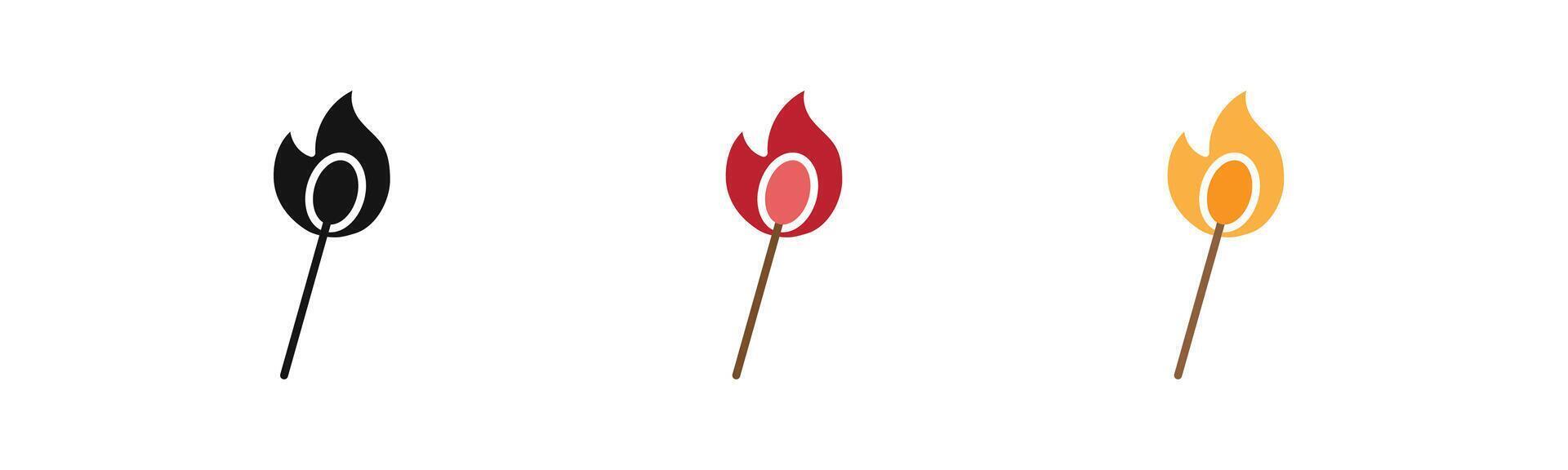 Matches icon outline collection or set in black and white vector
