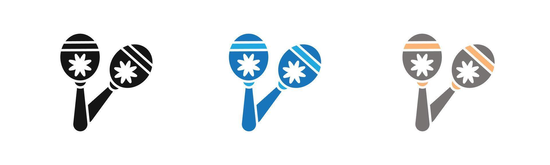 Maracas icon outline collection or set in black and white vector