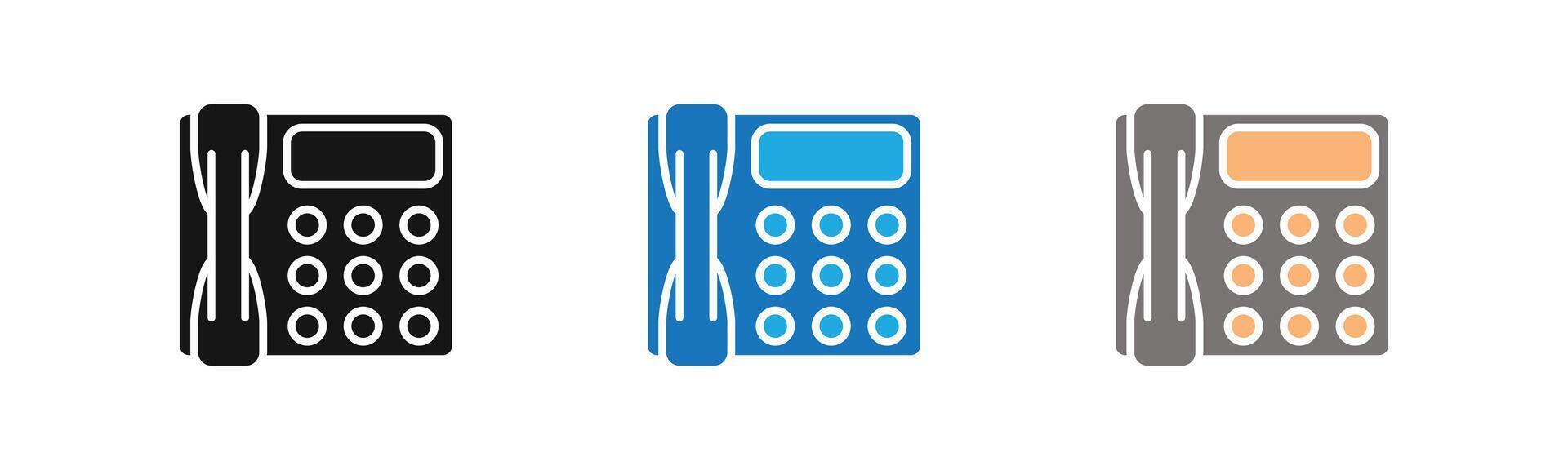 Office Phone icon outline collection or set in black and white vector
