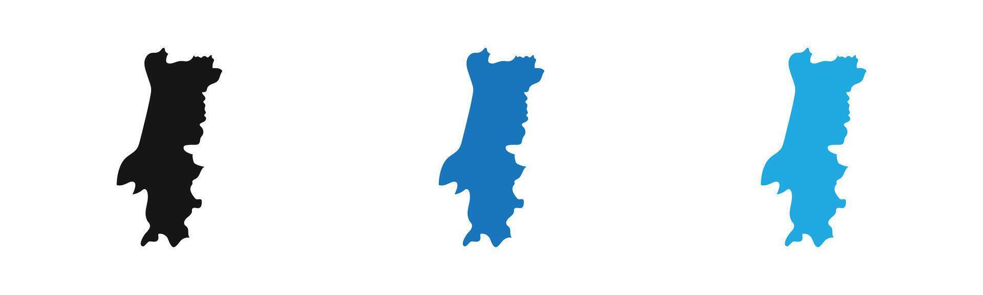 Portugal map icon outline collection or set in black and white vector