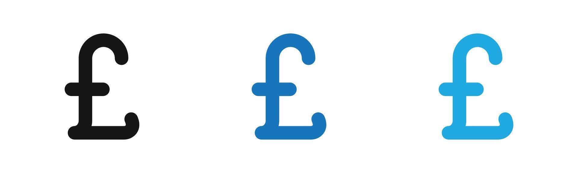 Pound icon outline collection or set in black and white vector