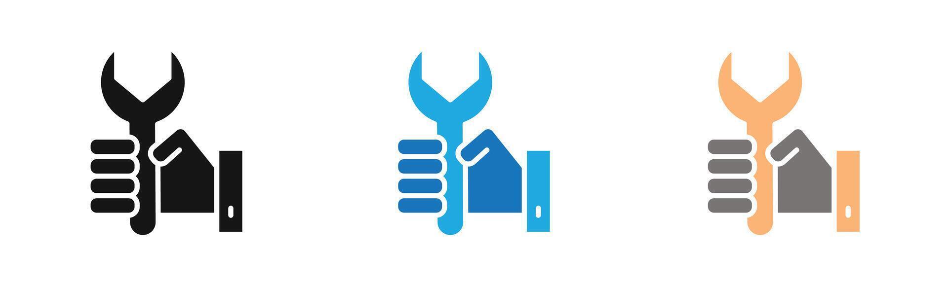 Repair icon outline collection or set in black and white vector