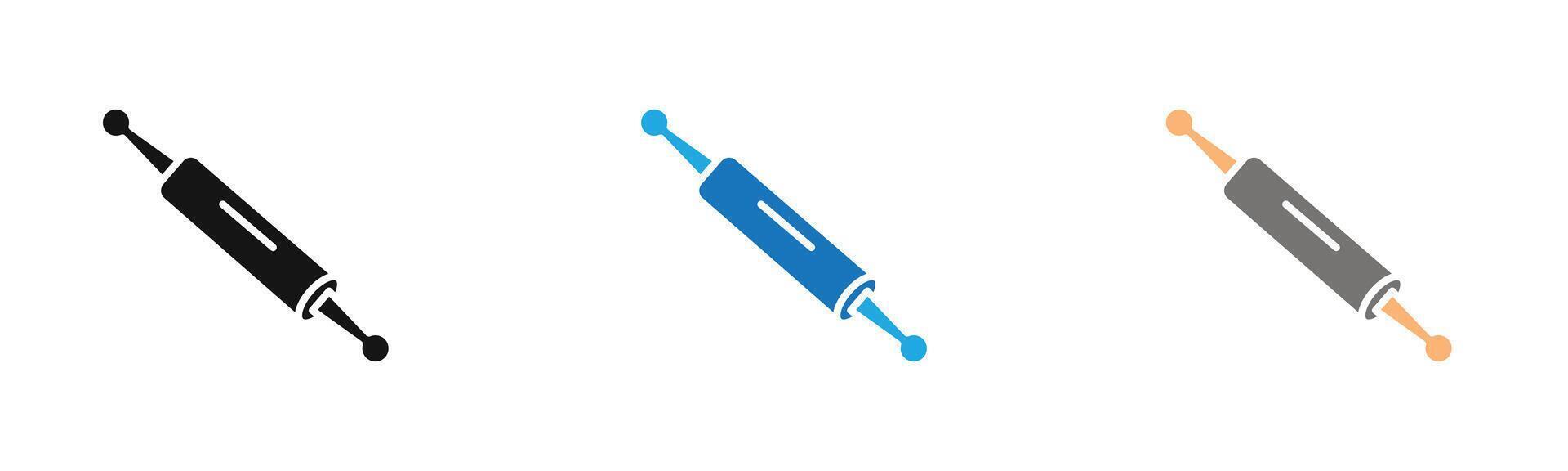 rolling pin icon outline collection or set in black and white vector