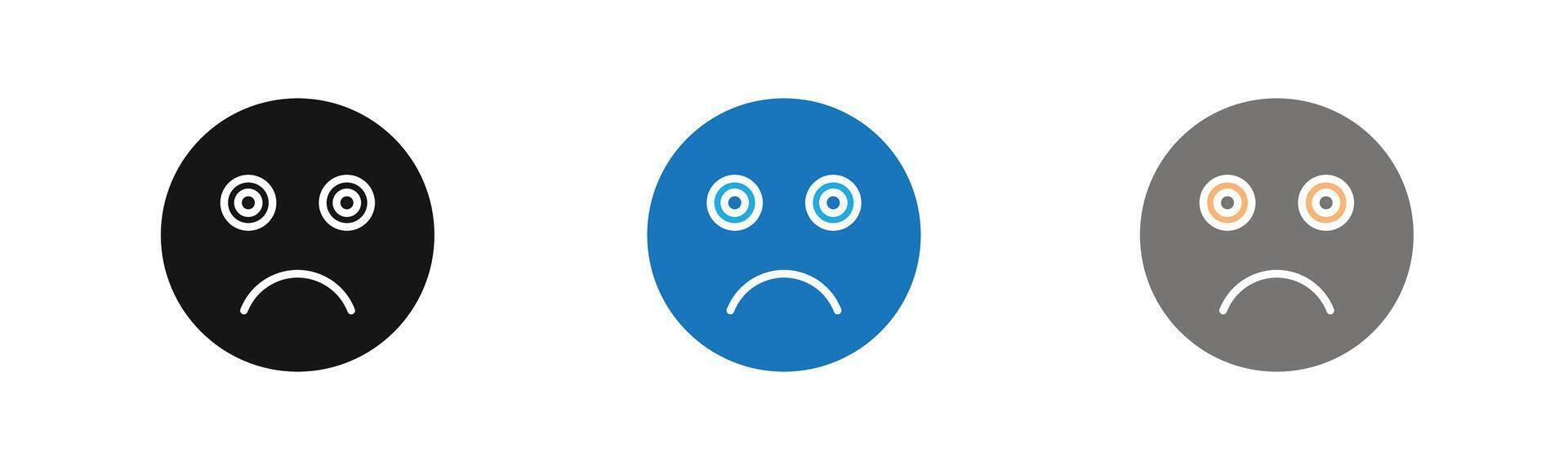 sad icon outline collection or set in black and white vector